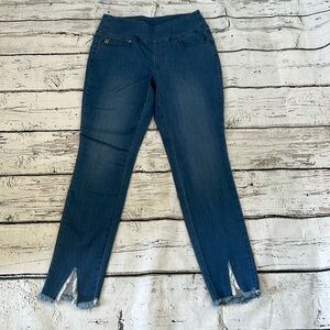 Belle by Kim Gravel TripleLuxe Denim Front Slit Jeggings Size 8
